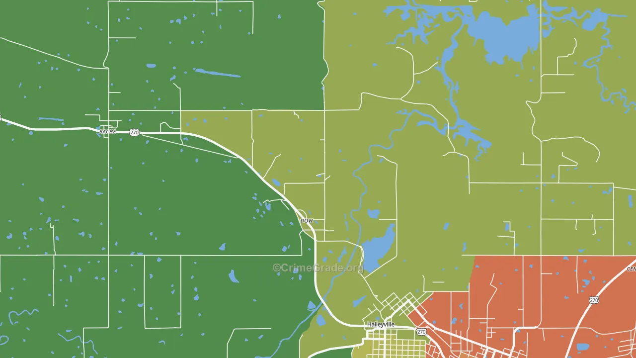 Dow, OK Map of Burglary Rates