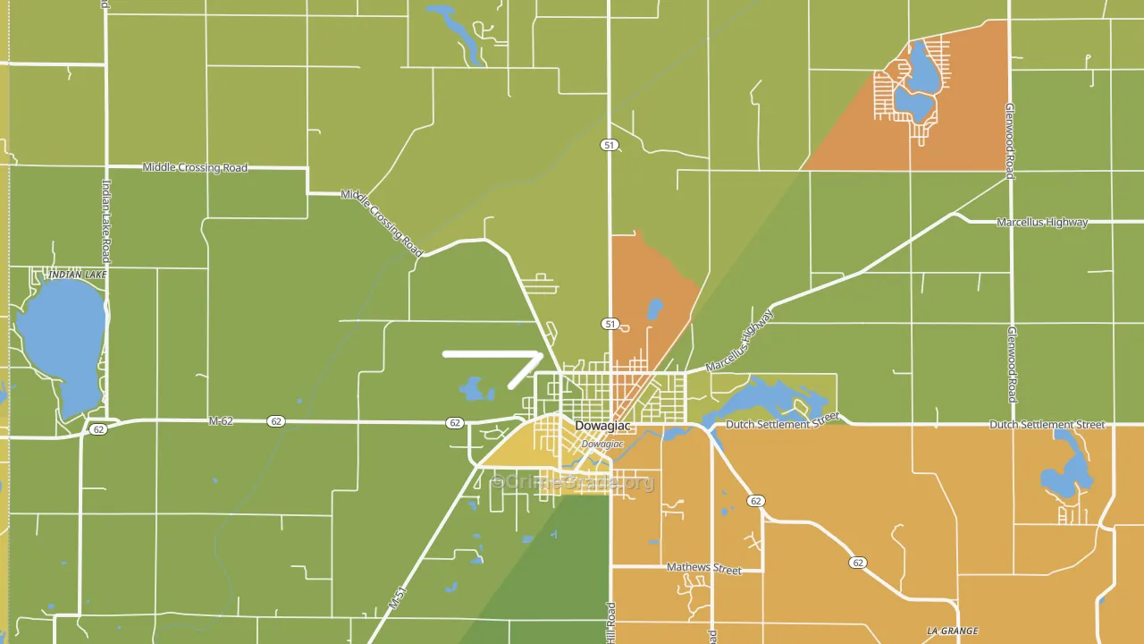 Dowagiac, MI Map of Burglary Rates