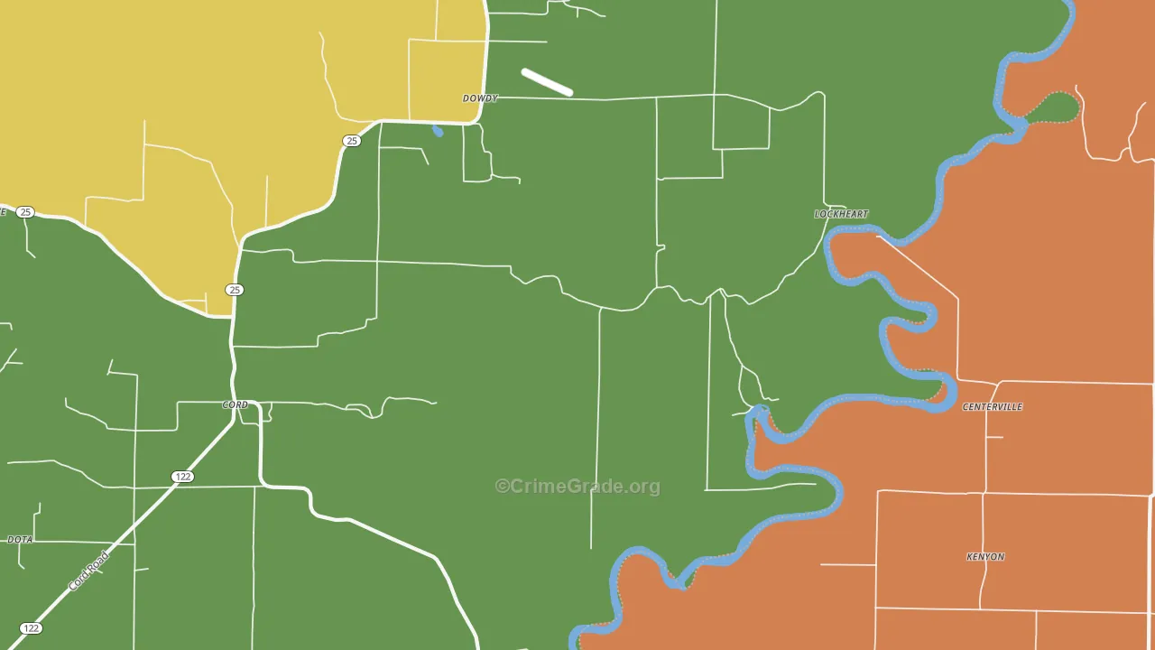 Dowdy, AR Map of Burglary Rates