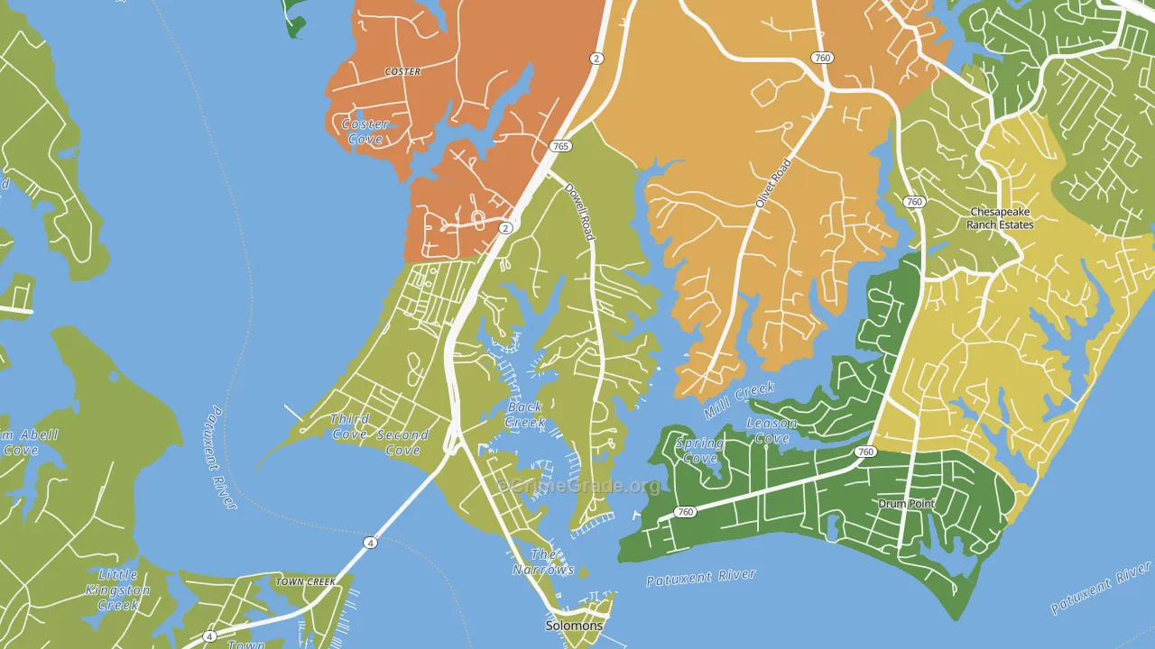 Dowell, MD Map of Burglary Rates