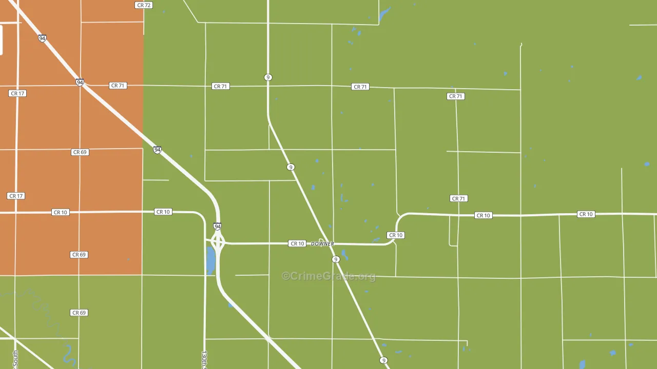Downer, MN Map of Burglary Rates