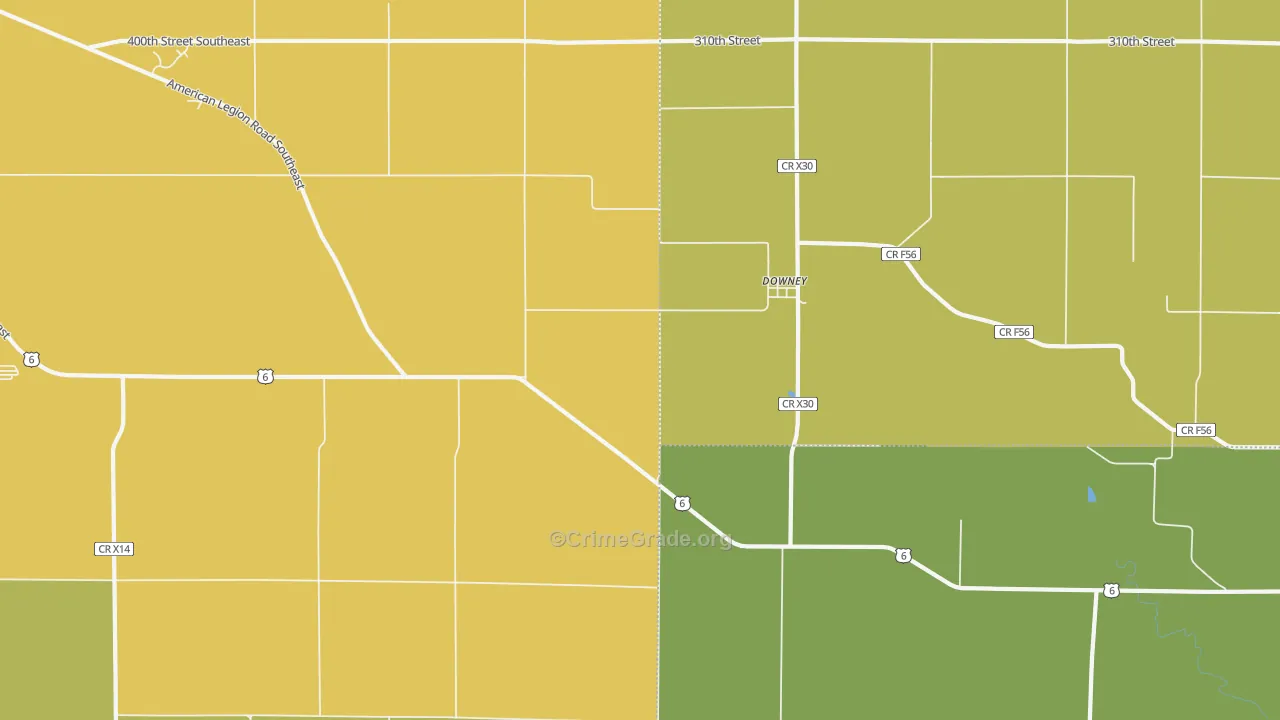 Downey, IA Map of Burglary Rates