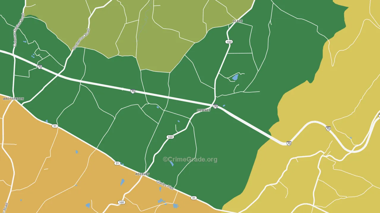 Downey, PA Map of Burglary Rates