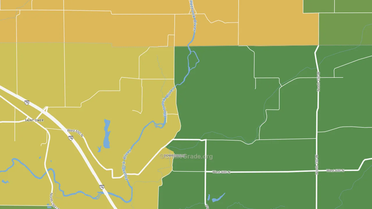 Downeyville, IN Map of Burglary Rates