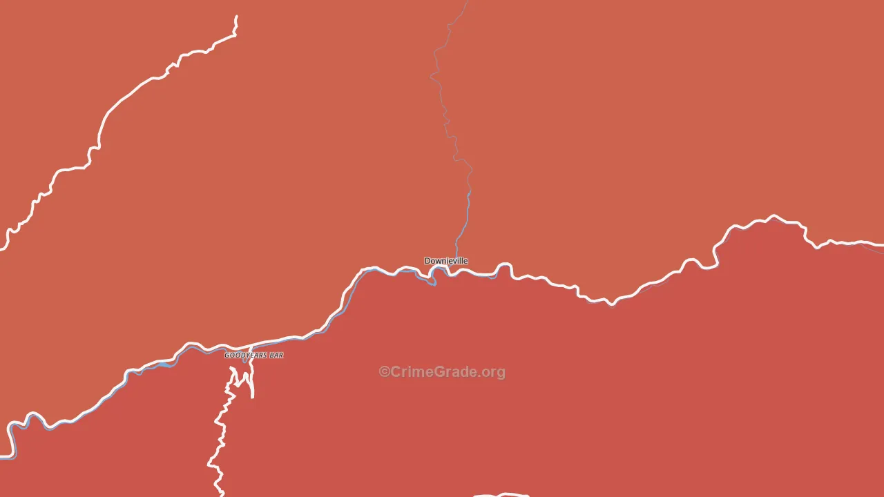 Downieville, CA Map of Burglary Rates