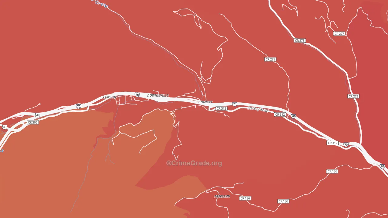 Downieville-Lawson-Dumont, CO Map of Burglary Rates