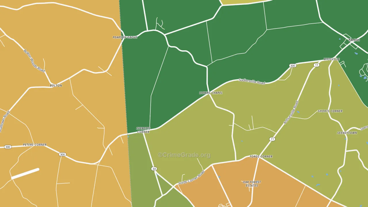 Downs Chapel, DE Map of Burglary Rates