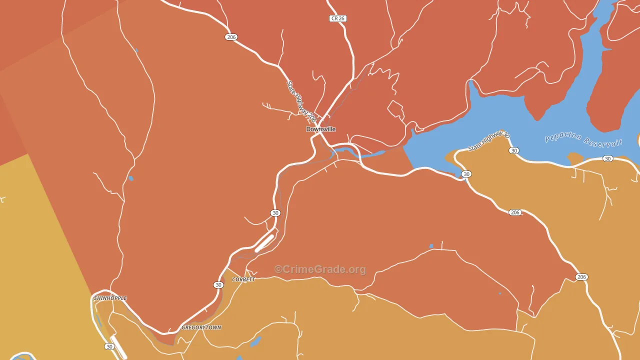 Downsville, NY Map of Burglary Rates