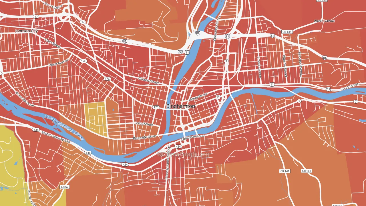 Downtown Binghamton, Binghamton, NY Map of Burglary Rates