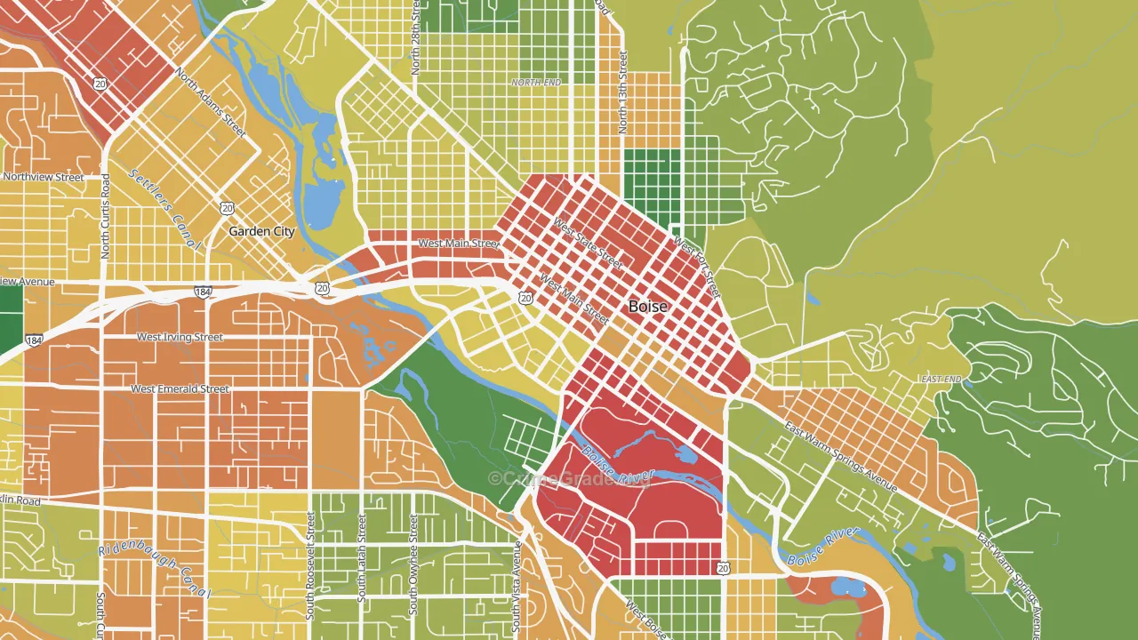 Downtown, Boise, ID Map of Burglary Rates