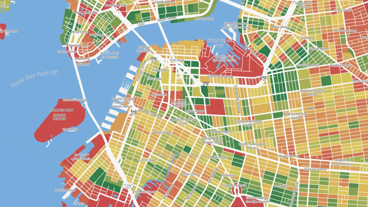 Downtown Brooklyn, Brooklyn, NY Map of Burglary Rates