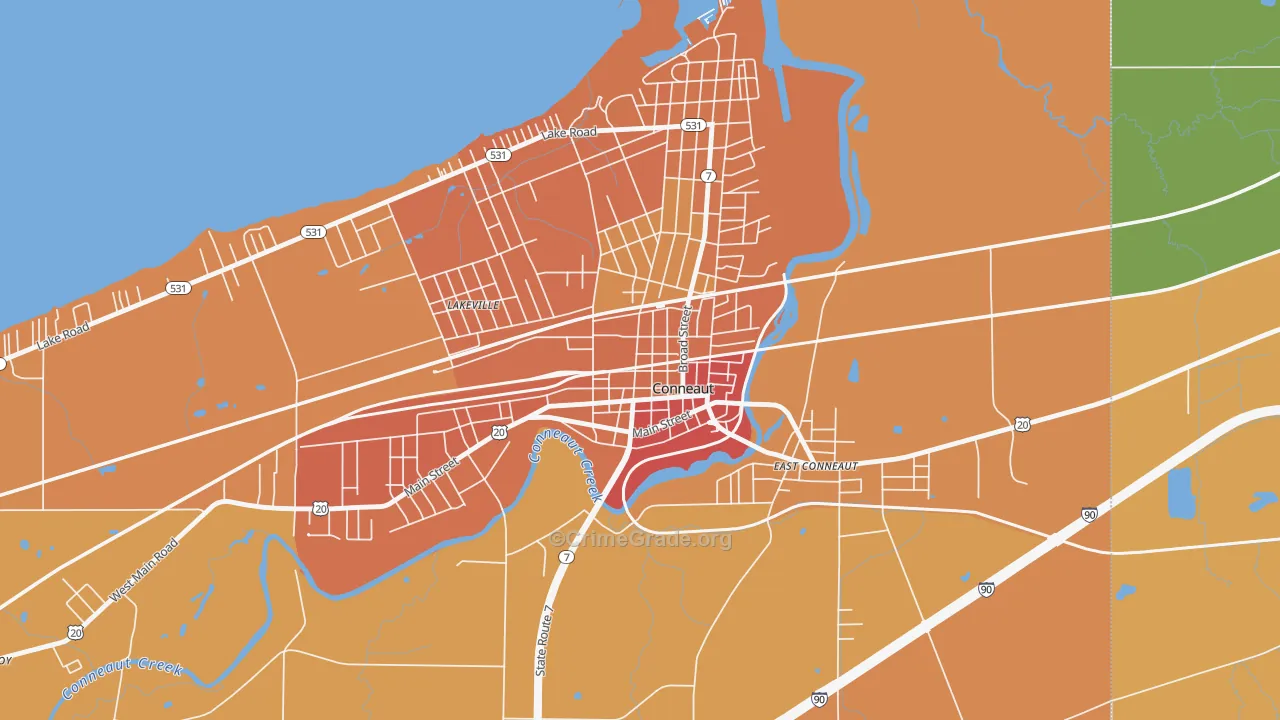Downtown Conneaut, Conneaut, OH Map of Burglary Rates