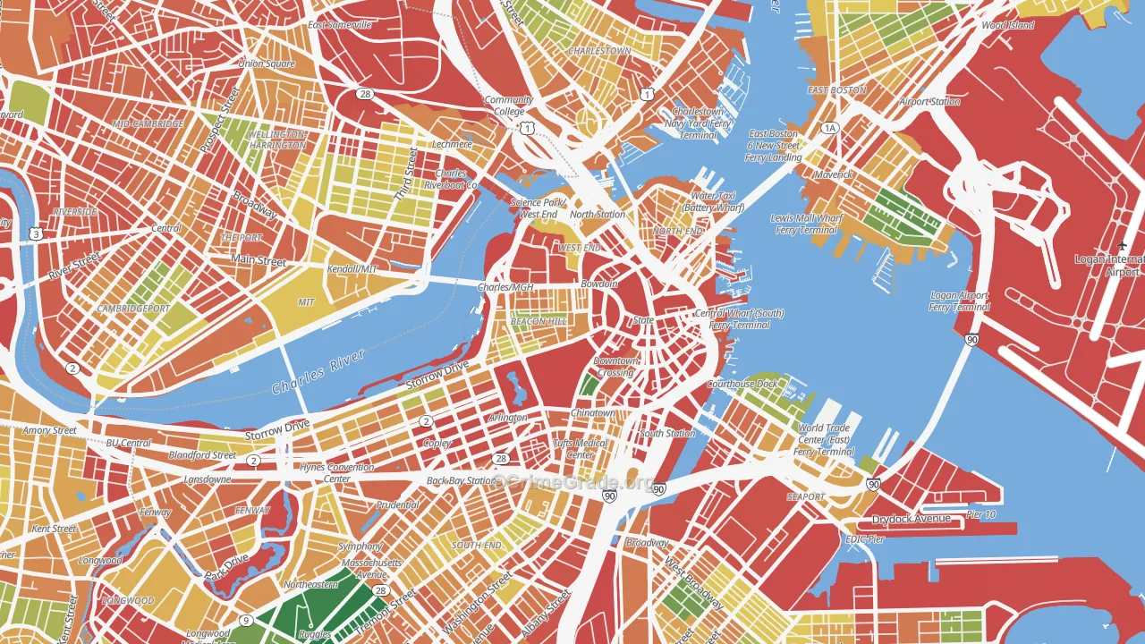 Downtown Crossing, Boston, MA Map of Burglary Rates