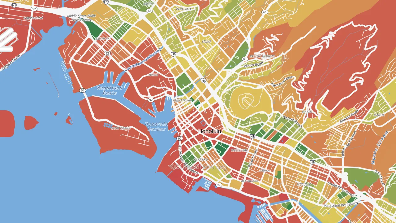 Downtown, Honolulu, HI Map of Burglary Rates