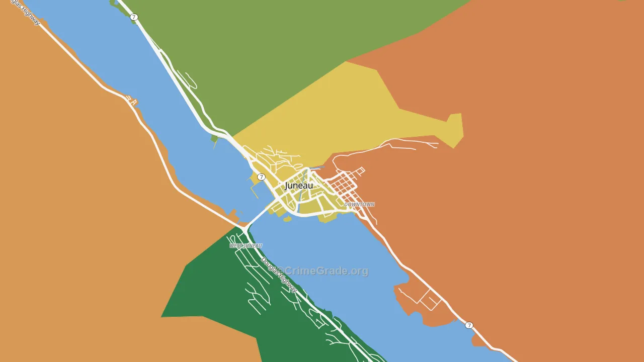Downtown Juneau, Juneau, AK Map of Burglary Rates