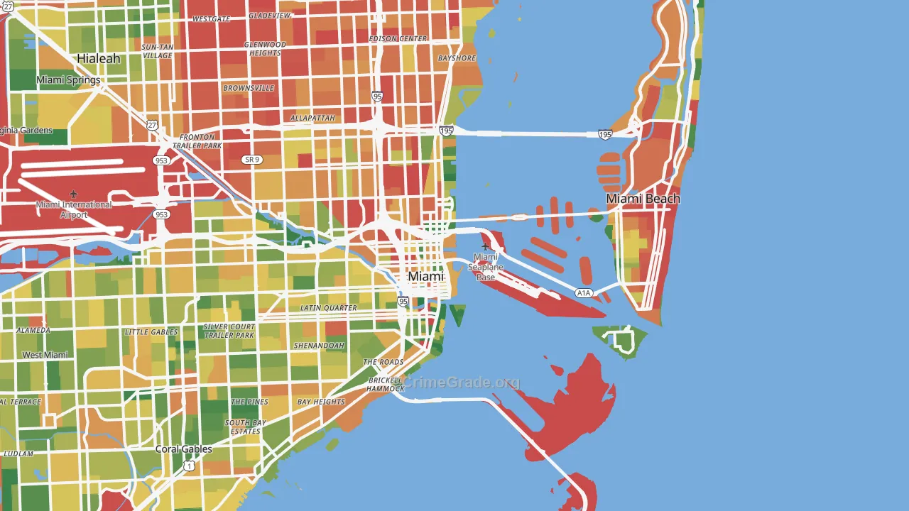 Downtown Miami, Miami, FL Map of Burglary Rates