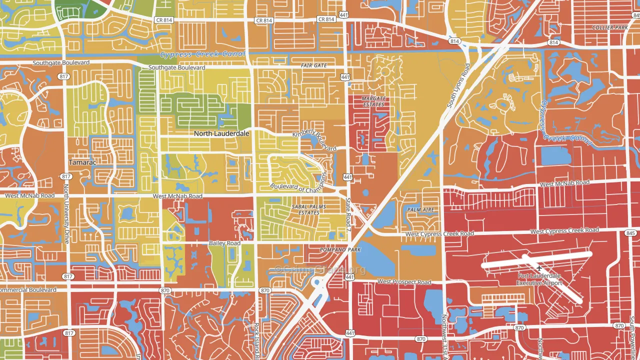 Downtown North Lauderdale, North Lauderdale, FL Map of Burglary Rates