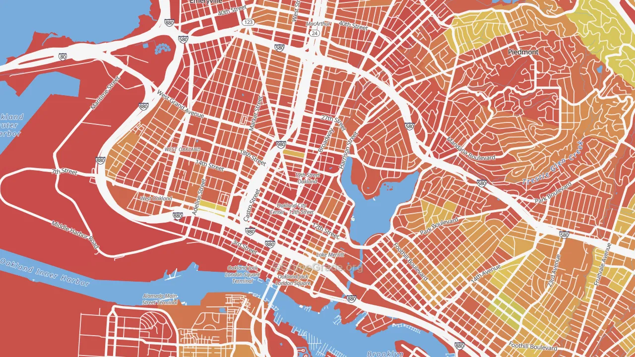 Downtown Oakland, Oakland, CA Map of Burglary Rates