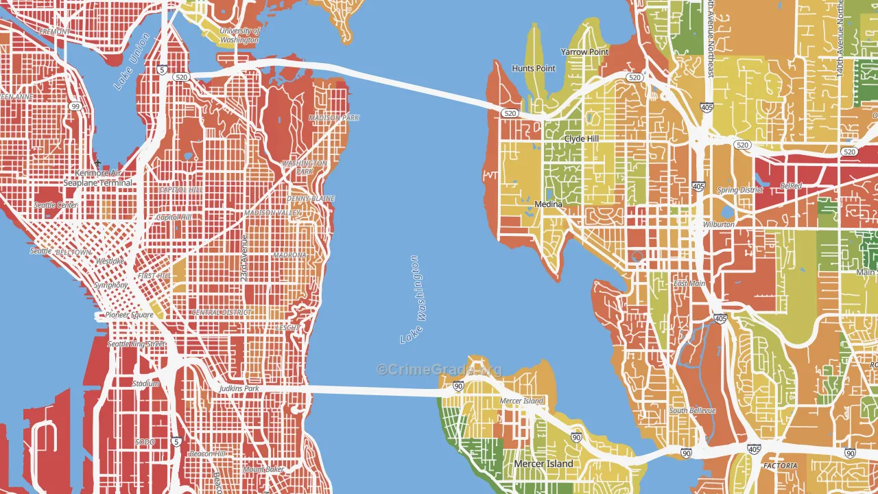 Downtown Seattle, Seattle, WA Map of Burglary Rates