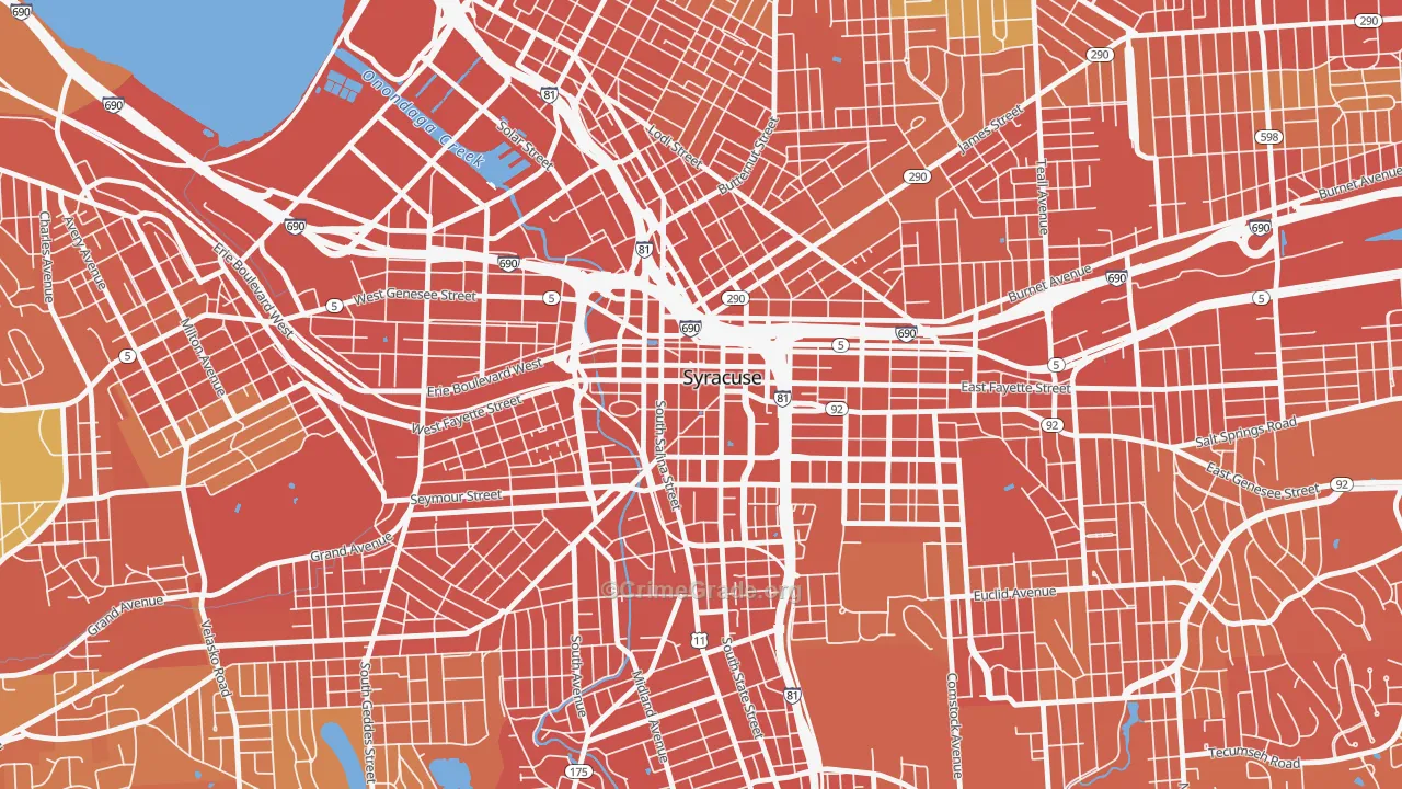 Downtown Syracuse, Syracuse, NY Map of Burglary Rates