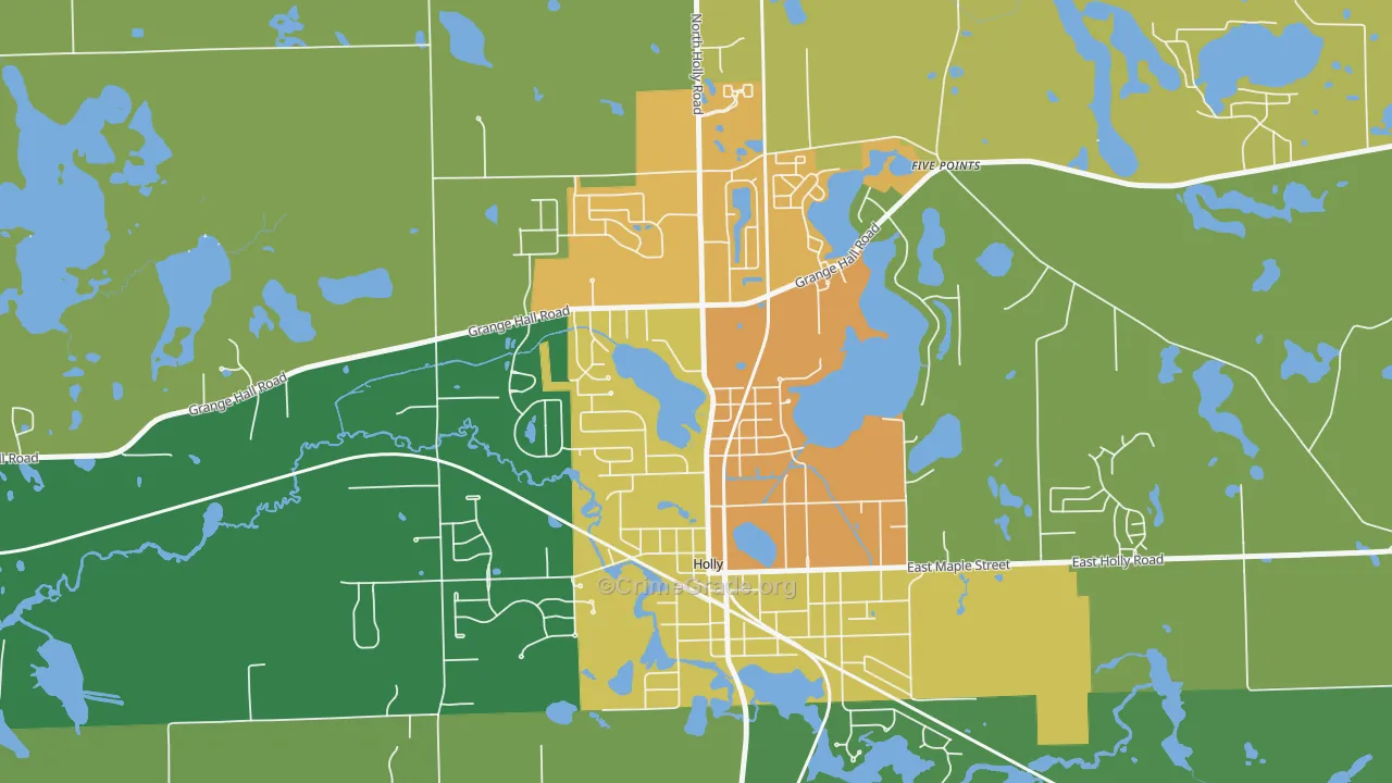 Downtown Village of Holly, Holly, MI Map of Burglary Rates