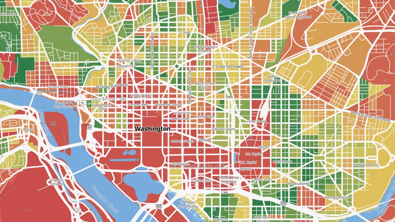 Downtown, Washington, DC Map of Burglary Rates