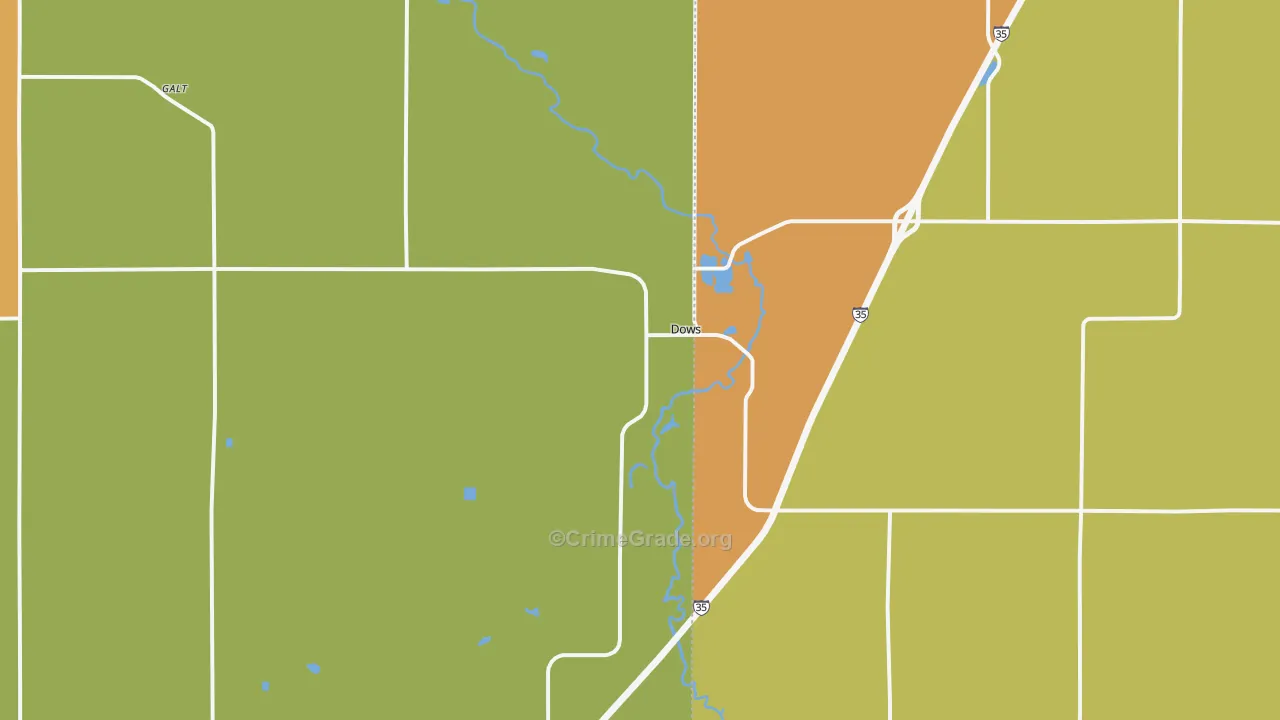Dows, IA Map of Burglary Rates