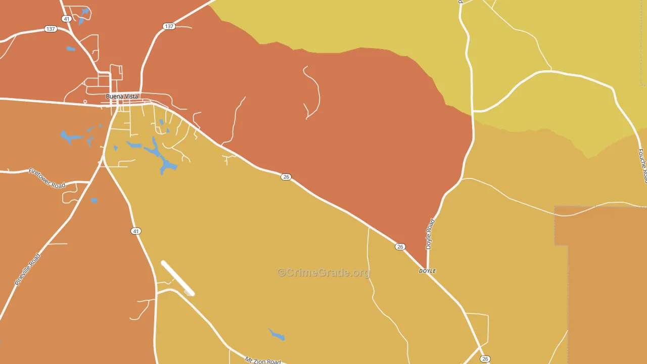 Doyle, GA Map of Burglary Rates