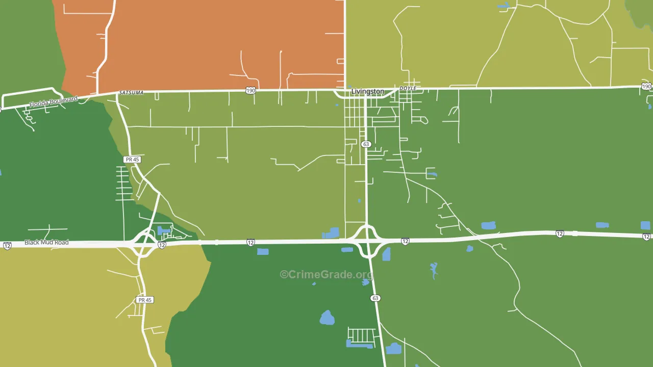 Doyle, LA Map of Burglary Rates