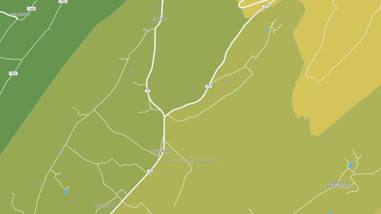 Doylesburg, PA Map of Burglary Rates