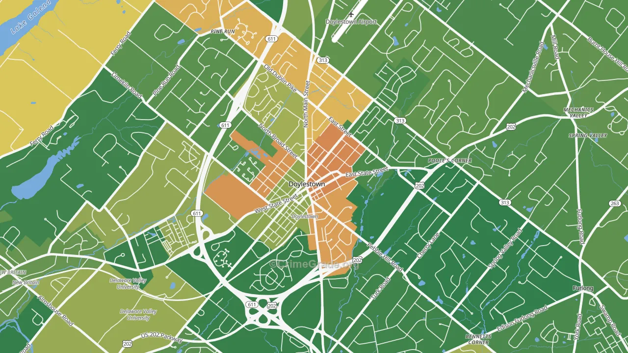 Doylestown Historic District, Doylestown, PA Map of Burglary Rates