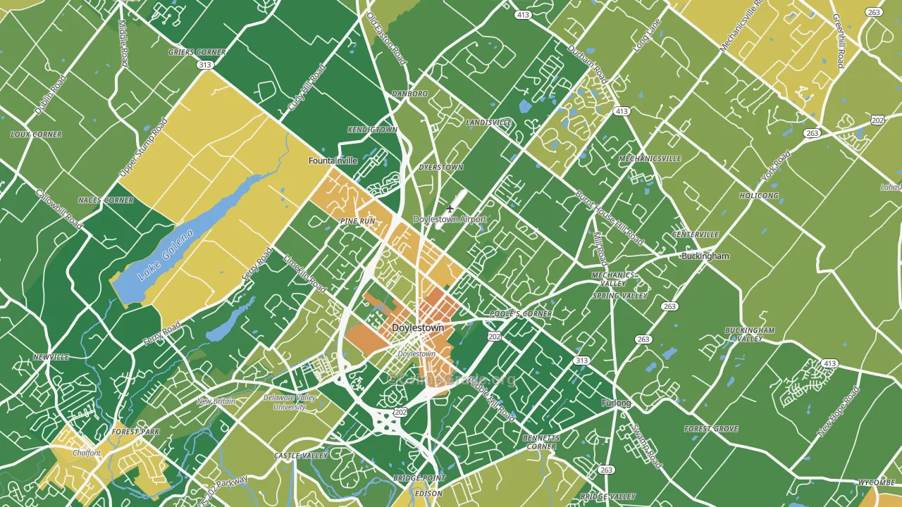 Doylestown, PA Map of Burglary Rates