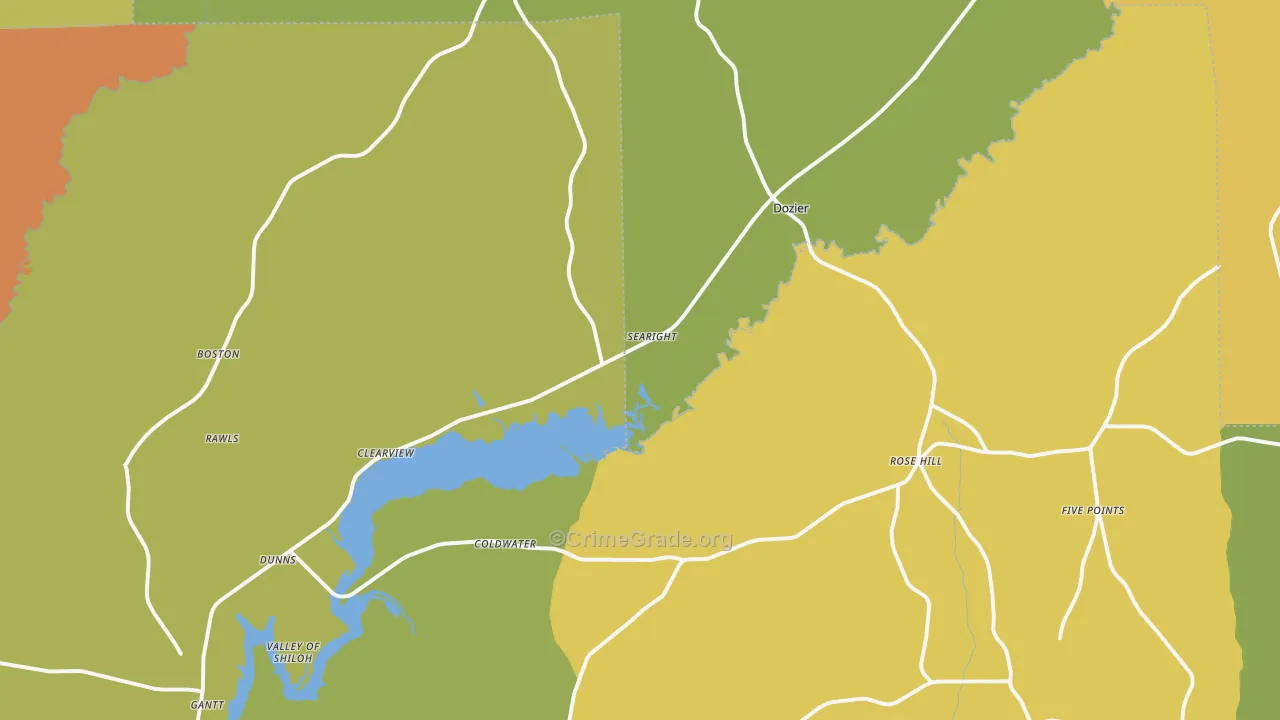 Dozier, AL Map of Burglary Rates