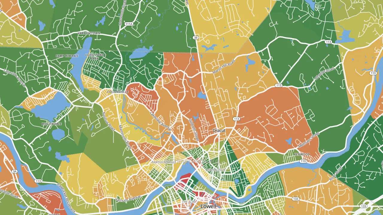Dracut, MA Map of Burglary Rates