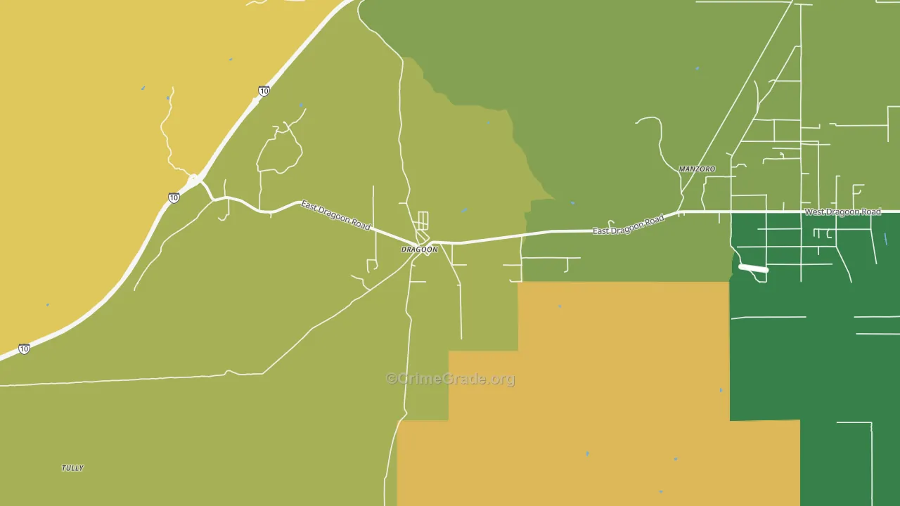 Dragoon, AZ Map of Burglary Rates