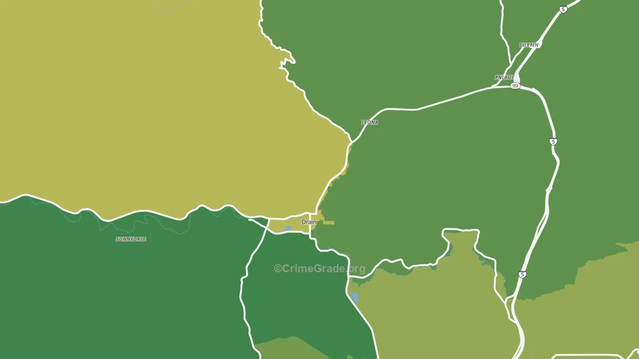 Drain, OR Map of Burglary Rates