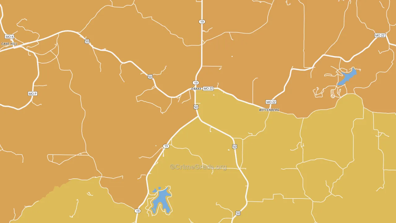 Drake, MO Map of Burglary Rates