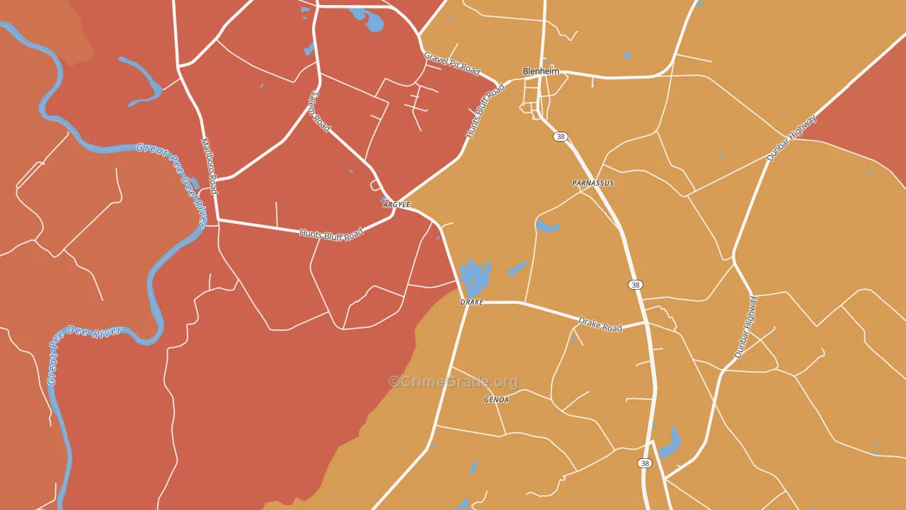 Drake, SC Map of Burglary Rates