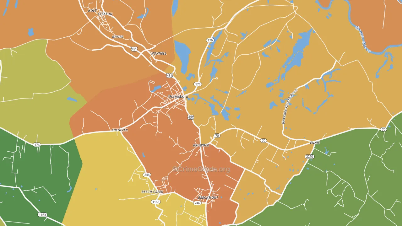 Drakesboro, KY Map of Burglary Rates