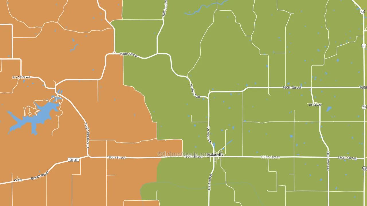 Drakesville, IA Map of Burglary Rates