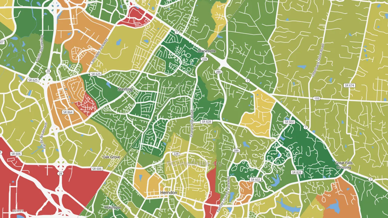 Dranesville, VA Map of Burglary Rates