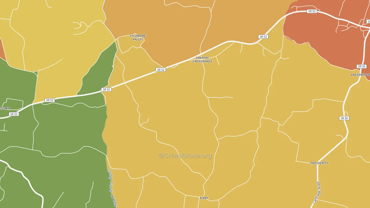 Drapers Crossroads, TN Map of Burglary Rates