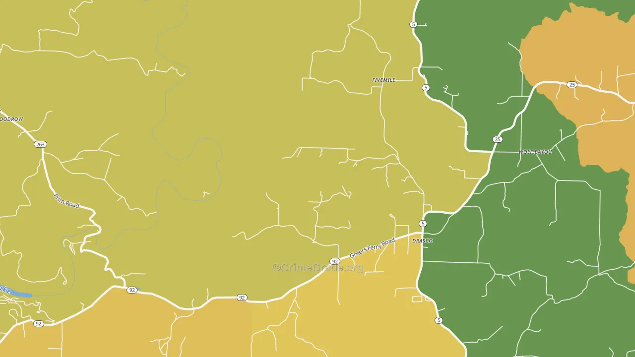 Drasco, AR Map of Burglary Rates