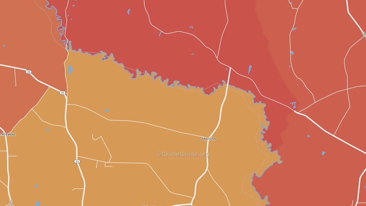 Draughn, NC Map of Burglary Rates