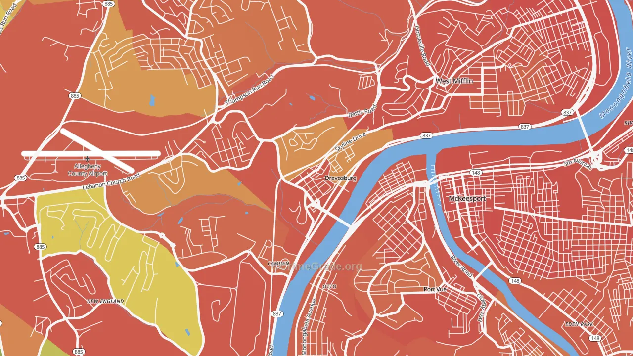Dravosburg, PA Map of Burglary Rates
