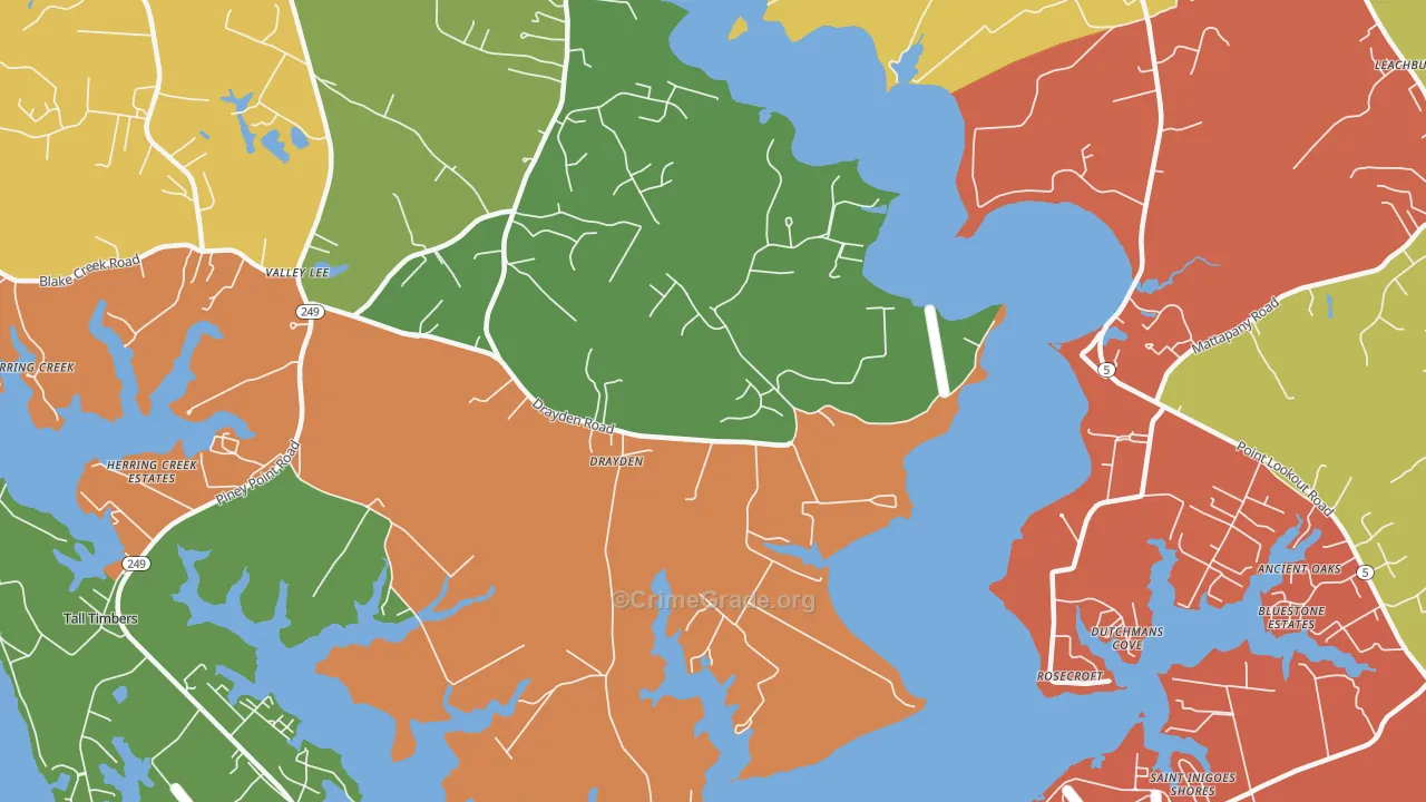 Drayden, MD Map of Burglary Rates