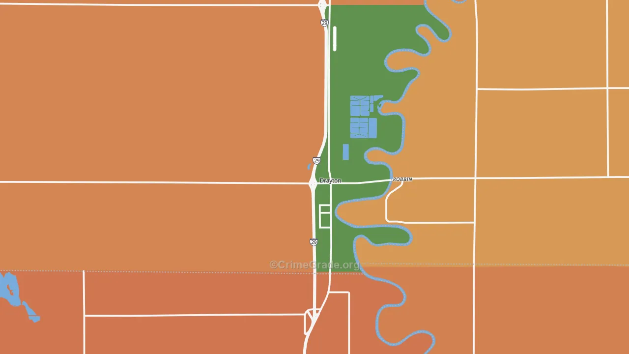 Drayton, ND Map of Burglary Rates