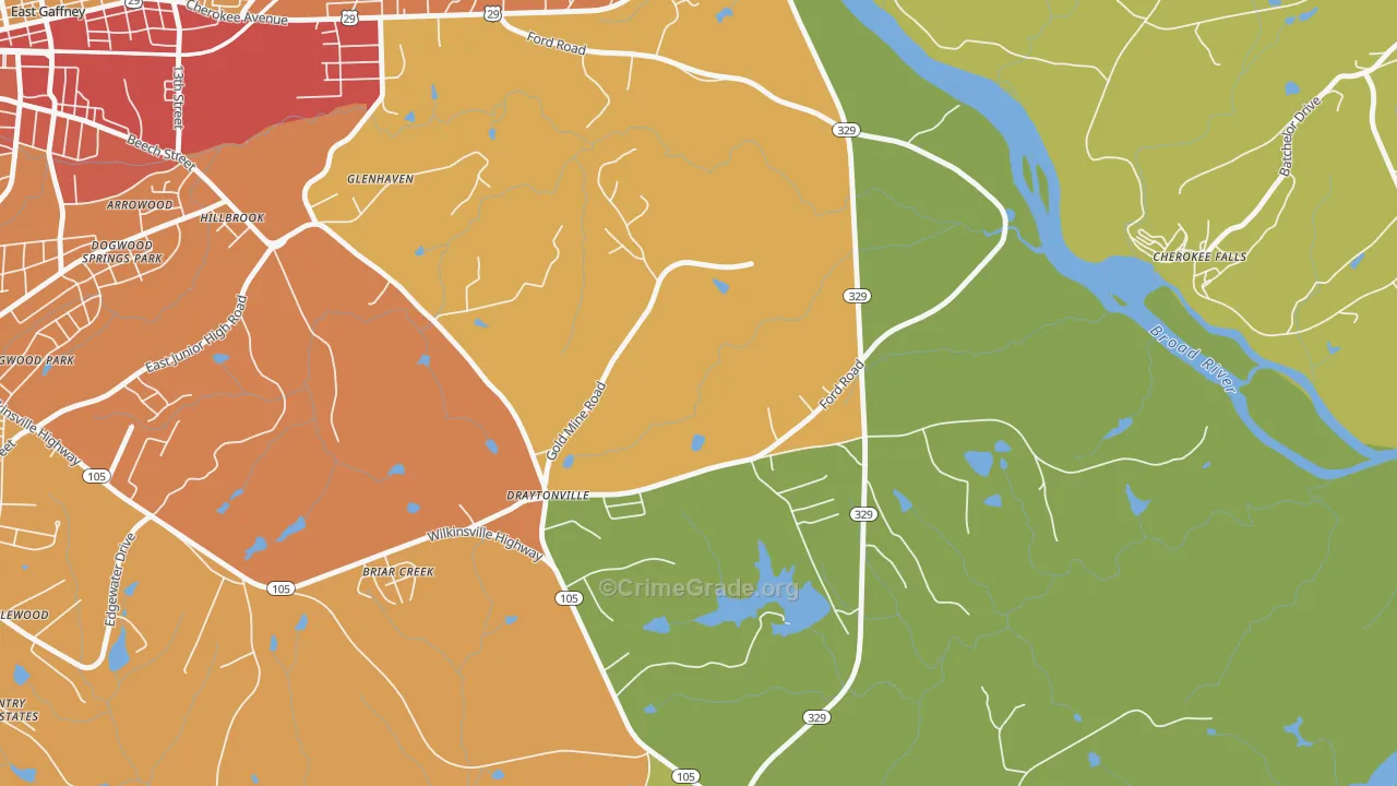 Draytonville, SC Map of Burglary Rates