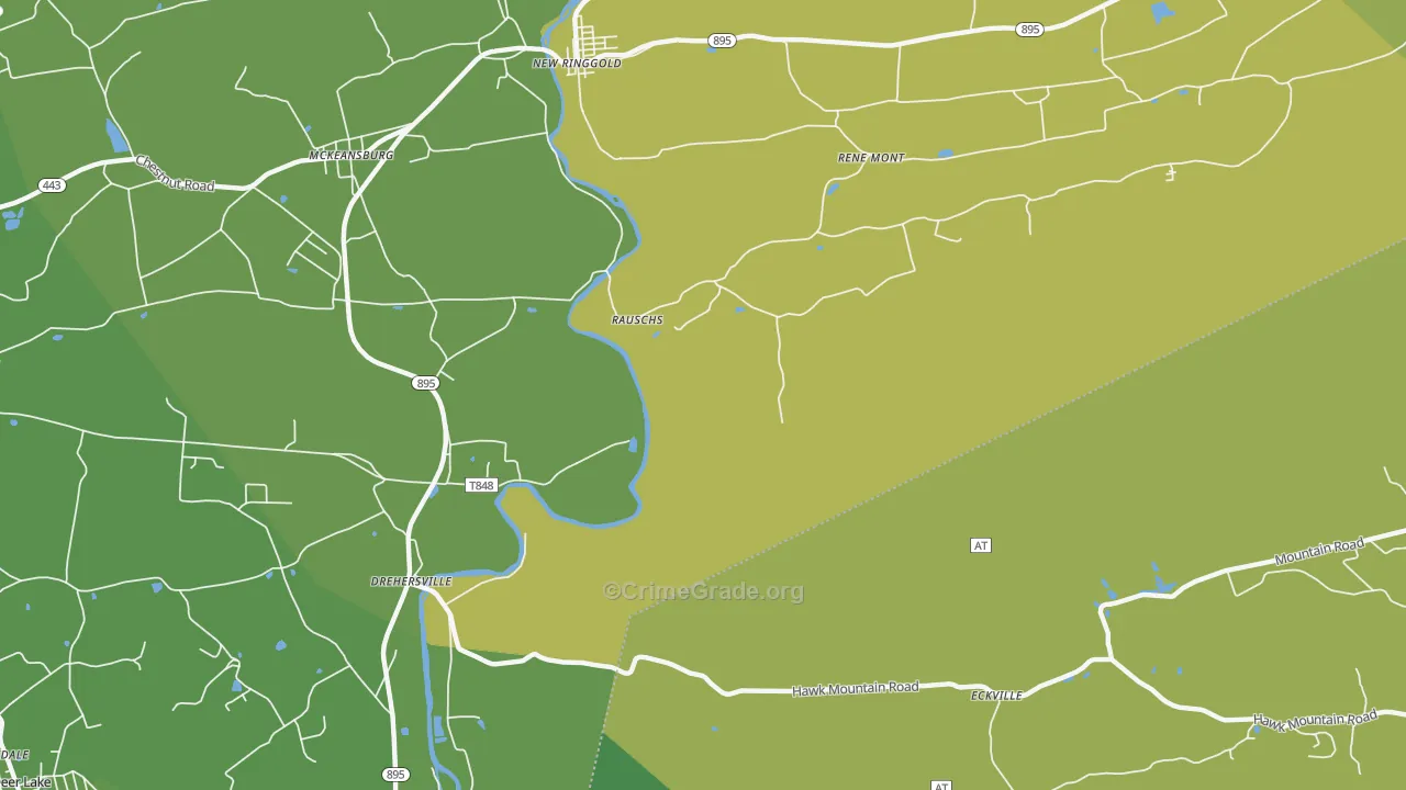 Drehersville, PA Map of Burglary Rates