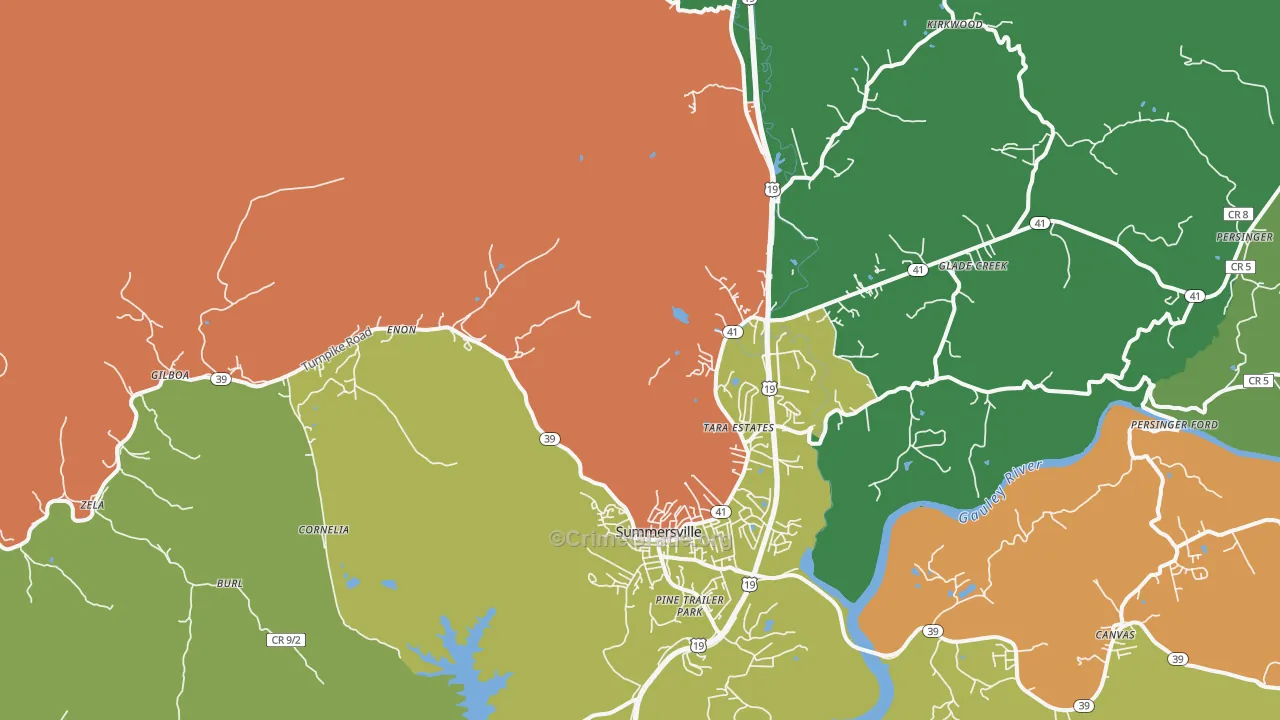 Drennen, WV Map of Burglary Rates